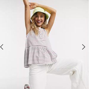 sleeveless smock top in washed stripe